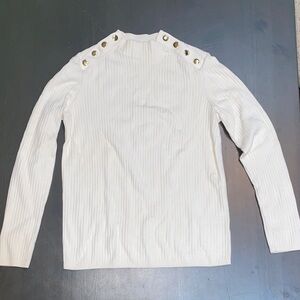 Talbots White Sweater with Gold Accents